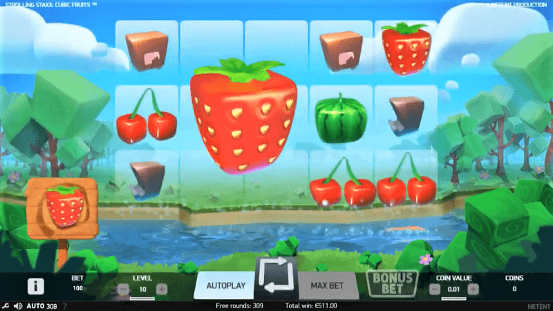 Der neue NetEnt-Slot Strolling Staxx: Cubic Fruits.